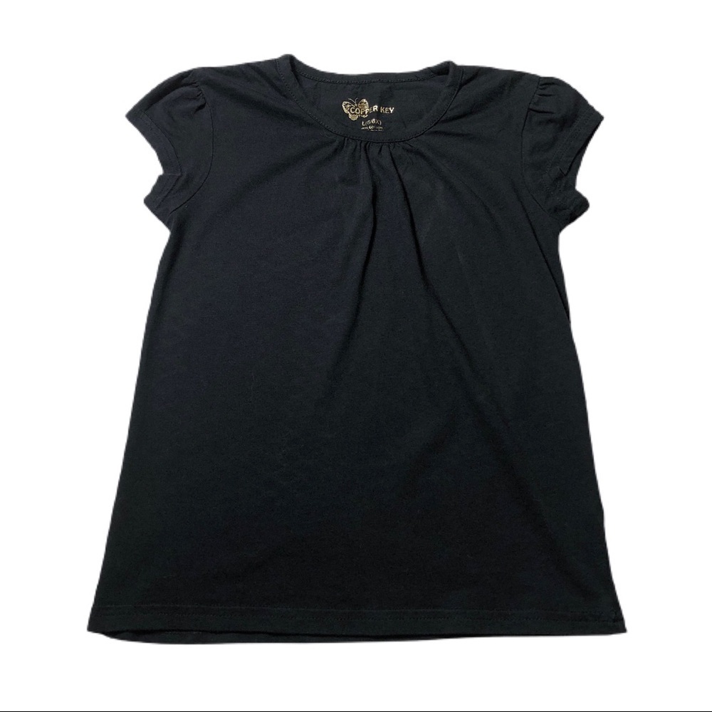 Copper Key Pleated Collar & Sleeves Tee